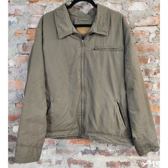 Sonoma Jacket Mens Sz XL Brown / Green Fleece Lined Warm - Picture 1 of 3